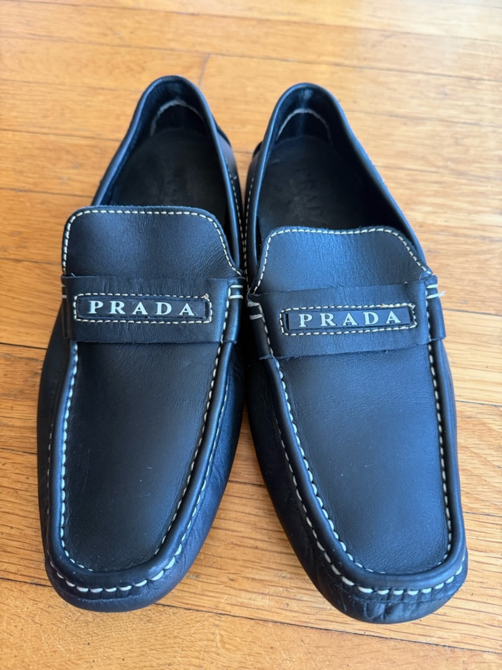Authentic Prada Black Leather Driving Loafers